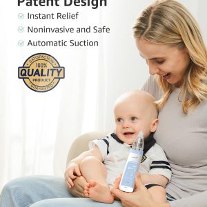 Elmmart GROWNSY Nasal Aspirator for Baby, Electric Nose Aspirator for Toddler, Baby Nose Sucker, Automatic Nose Cleaner with 3 Silicone Tips, Adjustable Suctions, Music and Light Soothing Function (Blue)