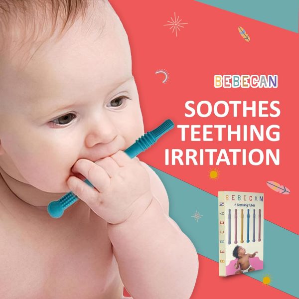 elmmart Teething Sticks for Babies 0-36 Months - Super Soft Silicone Teethers in 6 Vibrant Colors, Infant Teething Relief, Multicolored Teething Tubes Baby Gift Teethers