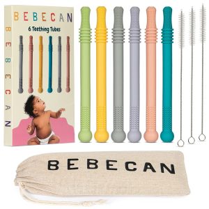 elmmart Teething Sticks for Babies 0-36 Months - Super Soft Silicone Teethers in 6 Vibrant Colors, Infant Teething Relief, Multicolored Teething Tubes Baby Gift Teethers