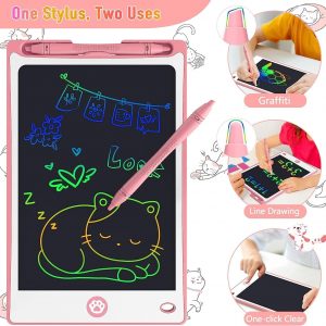 Elmmart Hockvill LCD Writing Tablet for Kids 8.8 Inch, Kids Toys for Girls Boys Drawing Pad for 3 4 5 6 7 8 Year Old Kid, Toddler Drawing Doodle Board Travel Essentials Christmas Birthday Gift for Kids -Pink