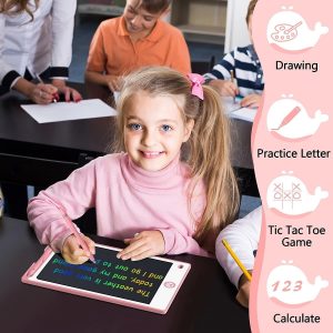 Elmmart Hockvill LCD Writing Tablet for Kids 8.8 Inch, Kids Toys for Girls Boys Drawing Pad for 3 4 5 6 7 8 Year Old Kid, Toddler Drawing Doodle Board Travel Essentials Christmas Birthday Gift for Kids -Pink