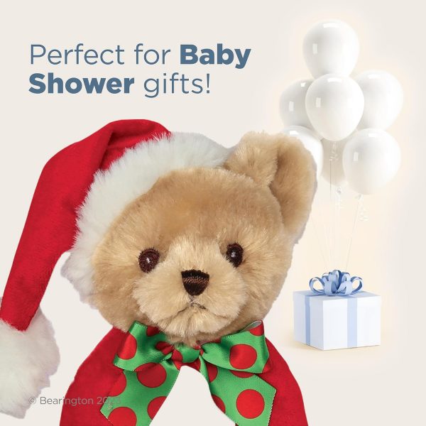 Elmmart Teddy Bear Plush Stuffed Animal 5.5 Inch, Soft Baby Rattles and Plush Rings Bearington Collection Baby 1st Christmas