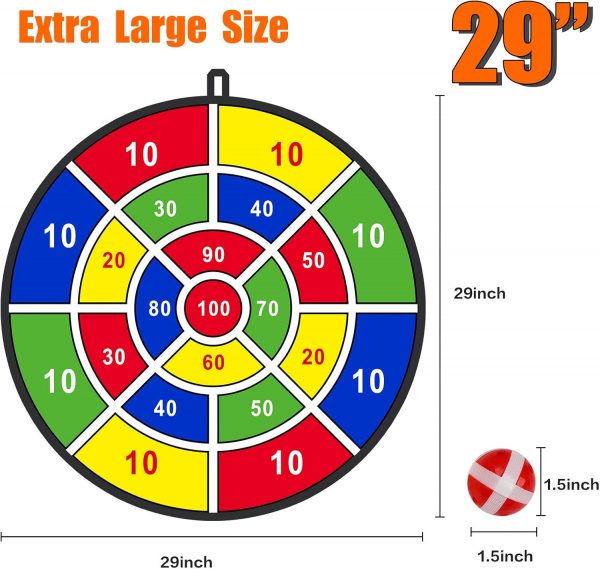 Elmmart BooTaa 29" Large Dart Board for Kids, Kids Dart Board with Sticky Balls, Boys Toys, Indoor/Sport Outdoor Fun Party Play Game Toys, Birthday Gifts for 3 4 5 6 7 8 9 10 11 12 Year Old Boys Girls