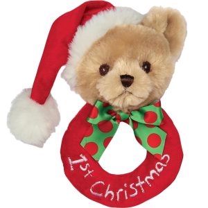 Elmmart Teddy Bear Plush Stuffed Animal 5.5 Inch, Soft Baby Rattles and Plush Rings Bearington Collection Baby 1st Christmas