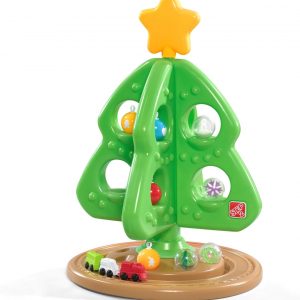 Elmmart Step2 My First Christmas Tree Toy for Kids, Interactive Christmas Tree Toy, Toddlers Ages 1.5+ Years Old, 12 Colorful Plastic Ornaments to Decorate, Mini Train Set Circles the Skirt