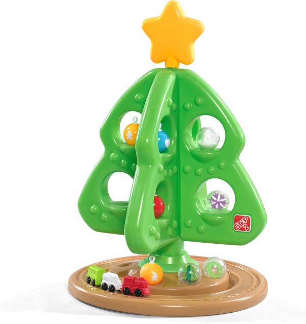 Elmmart Step2 My First Christmas Tree Toy for Kids, Interactive Christmas Tree Toy, Toddlers Ages 1.5+ Years Old, 12 Colorful Plastic Ornaments to Decorate, Mini Train Set Circles the Skirt