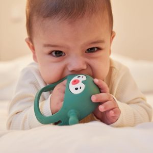 Elmmart Smily Mia Baby Teething Toys, Baby Christmas Stocking Stuffers, Penguin Teether for 0-6M, Reindeer Chew Toys for 3-6M,Teething Mittens for 6-12M Babies, Baby Essential New Born Must Haves, Pine Green