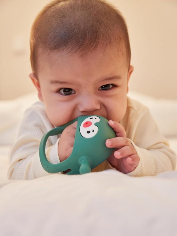Elmmart Smily Mia Baby Teething Toys, Baby Christmas Stocking Stuffers, Penguin Teether for 0-6M, Reindeer Chew Toys for 3-6M,Teething Mittens for 6-12M Babies, Baby Essential New Born Must Haves, Pine Green