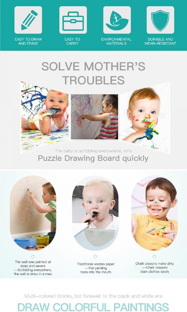 Elmmart Magnetic Drawing Board for Toddlers,Travel Size Toddlers Toys A Etch Toddler Sketch Colorful Erasable with One Carry Bag Magnet Pen and Three Stampers