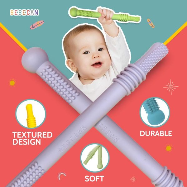 elmmart Teething Sticks for Babies 0-36 Months - Super Soft Silicone Teethers in 6 Vibrant Colors, Infant Teething Relief, Multicolored Teething Tubes Baby Gift Teethers