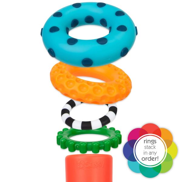 Elmmart Sassy Stacks of Circles Stacking Ring STEM Learning Toy, Age 6+ Months, Multi, 9 Piece Set