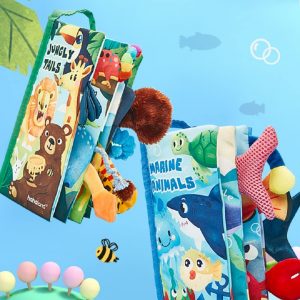 Elmmart hahaland Baby Toys 0-6 Months Baby Books 2PCS, Baby Toys 6-12 Months - Soft, Crinkle, Squeaky, Sensory, Tummy Time Toys - Baby Christmas Stocking Stuffers Gifts