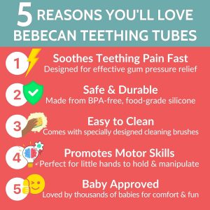 elmmart Teething Sticks for Babies 0-36 Months - Super Soft Silicone Teethers in 6 Vibrant Colors, Infant Teething Relief, Multicolored Teething Tubes Baby Gift Teethers