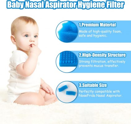 Elmmart Nasal Aspirator Filters 200PCS, Replacement for NoseFrida Nasal Aspirator Hygiene Filters Safe Environmental, BPA, Phthalate & Latex-Free, 9X22mm (200 PCS)