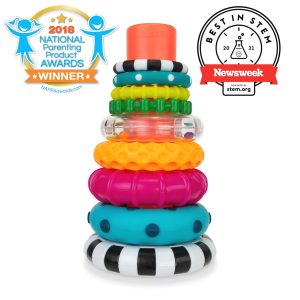 Elmmart Sassy Stacks of Circles Stacking Ring STEM Learning Toy, Age 6+ Months, Multi, 9 Piece Set