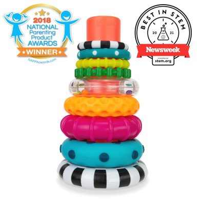 Elmmart Sassy Stacks of Circles Stacking Ring STEM Learning Toy, Age 6+ Months, Multi, 9 Piece Set