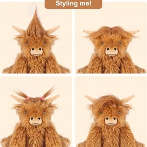 Elmmart Highland Cow Stuffed Animals, Microwavable Stuffed Animals Heating Pad for Cramps & Pain, Lavender Scented Highland Cow Plush for Stress Relief, Stuffed Cow Gifts Plush Toys, Highland Cattle