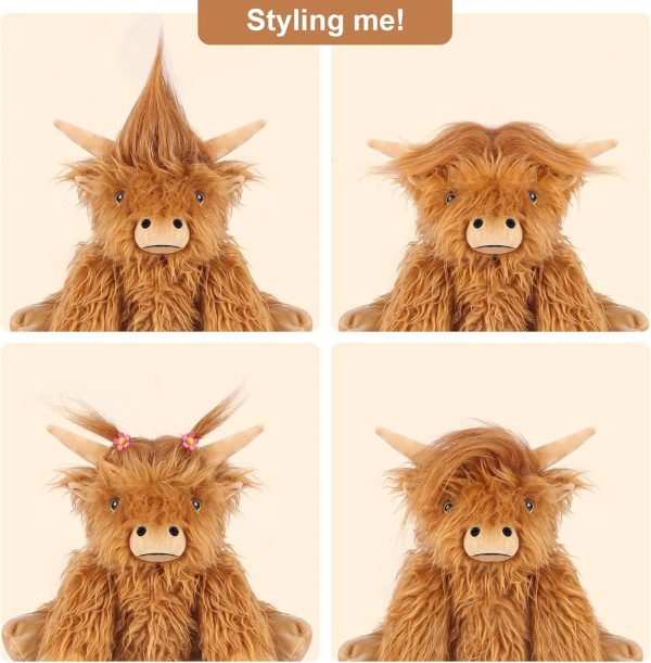 Elmmart Highland Cow Stuffed Animals, Microwavable Stuffed Animals Heating Pad for Cramps & Pain, Lavender Scented Highland Cow Plush for Stress Relief, Stuffed Cow Gifts Plush Toys, Highland Cattle