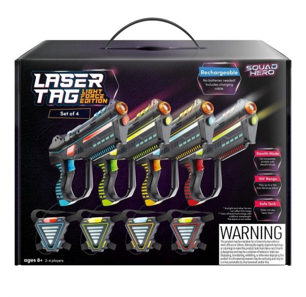 Elmmart Rechargeable Laser Tag Light Force Edition for Kids, Teens & Adults - Blasters & Vest Sensors - Fun Ideas Age 8+ Year Old Toys - 4 Set - Lazer Teen Boy Games - Boys & Girls Outdoor Teenage Group Activities