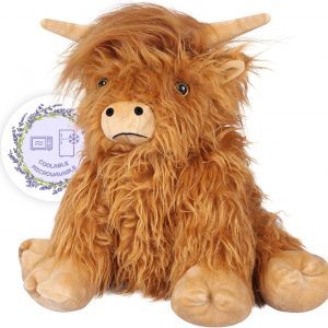 Elmmart Highland Cow Stuffed Animals, Microwavable Stuffed Animals Heating Pad for Cramps & Pain, Lavender Scented Highland Cow Plush for Stress Relief, Stuffed Cow Gifts Plush Toys, Highland Cattle