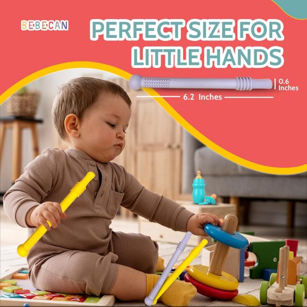 elmmart Teething Sticks for Babies 0-36 Months - Super Soft Silicone Teethers in 6 Vibrant Colors, Infant Teething Relief, Multicolored Teething Tubes Baby Gift Teethers