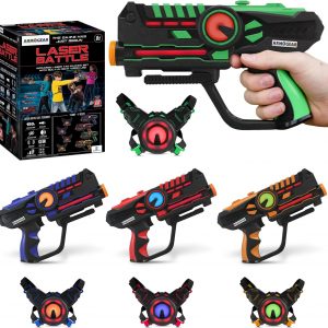 Elmmart ArmoGear Laser Tag Guns - Set of 4 Rechargeable Kids Toys with Vests - Indoor and Outdoor Multiplayer Laser Tag Set for Kids, Teens, and Adults - Long Range 150 ft - Kids Games for Ages 8 and Up
