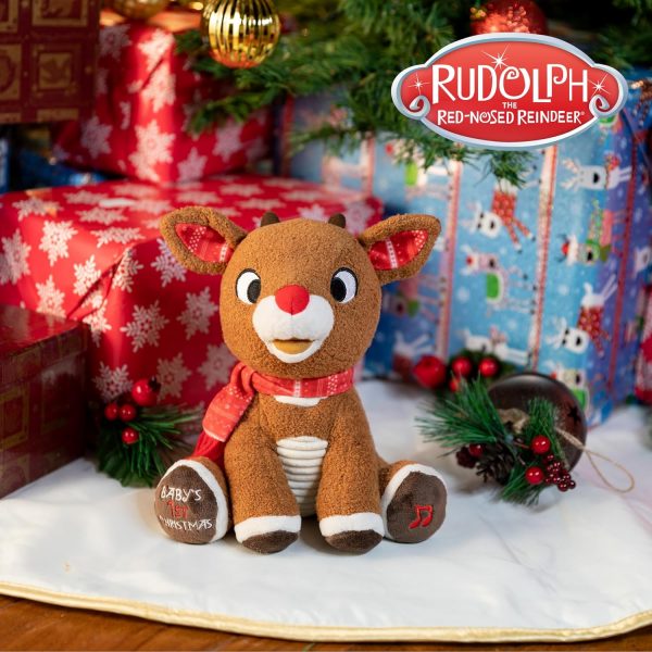 Elmmart Santa Claus Rudolph The Red-Nosed Reindeer Musical Stuffed Animal, Baby's First Christmas Plush, 8 Inches KIDS PREFERRED