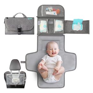 Elmmart Kopi Baby Portable Diaper Changing Pad - Baby Changing Pad & Diaper Changer Travel Bag, Smart Design Baby Changing Mat, Portable Changing Pad for Baby - Baby Changing Station, Infant Gift - Grey
