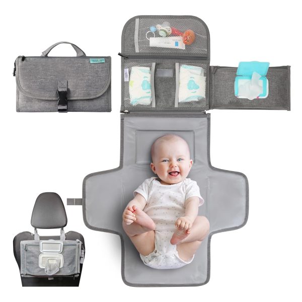 Elmmart Kopi Baby Portable Diaper Changing Pad - Baby Changing Pad & Diaper Changer Travel Bag, Smart Design Baby Changing Mat, Portable Changing Pad for Baby - Baby Changing Station, Infant Gift - Grey