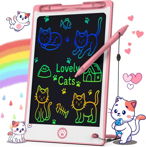 Elmmart Hockvill LCD Writing Tablet for Kids 8.8 Inch, Kids Toys for Girls Boys Drawing Pad for 3 4 5 6 7 8 Year Old Kid, Toddler Drawing Doodle Board Travel Essentials Christmas Birthday Gift for Kids -Pink