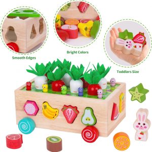 Elmmart Toddlers Montessori Wooden Educational Toys for Baby Boys Girls Age 1 2 3 Year Old, Shape Sorting Toys 1st One First Birthday Girl Gifts for Kids 1-3, Wood Preschool Learning Fine Motor Skills Game