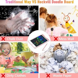 Elmmart Hockvill LCD Writing Tablet for Kids 8.8 Inch, Kids Toys for Girls Boys Drawing Pad for 3 4 5 6 7 8 Year Old Kid, Toddler Drawing Doodle Board Travel Essentials Christmas Birthday Gift for Kids -Pink