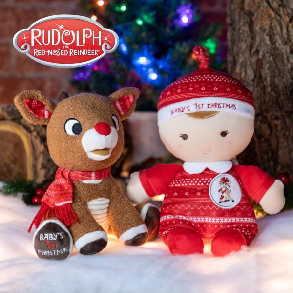 Elmmart Santa Claus Rudolph The Red-Nosed Reindeer Musical Stuffed Animal, Baby's First Christmas Plush, 8 Inches KIDS PREFERRED