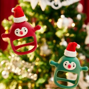 Elmmart Smily Mia Baby Teething Toys, Baby Christmas Stocking Stuffers, Penguin Teether for 0-6M, Reindeer Chew Toys for 3-6M,Teething Mittens for 6-12M Babies, Baby Essential New Born Must Haves, Pine Green