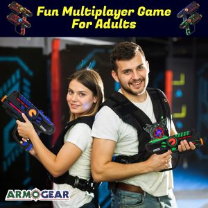 Elmmart ArmoGear Laser Tag Guns - Set of 4 Rechargeable Kids Toys with Vests - Indoor and Outdoor Multiplayer Laser Tag Set for Kids, Teens, and Adults - Long Range 150 ft - Kids Games for Ages 8 and Up