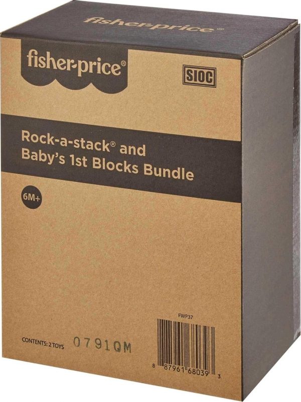 Elmmart Fisher-Price Infant Toy Set, Baby’s First Blocks (10 Shapes) and Rock-a-Stack Ring Stacking Activity for Ages 6+ Months​
