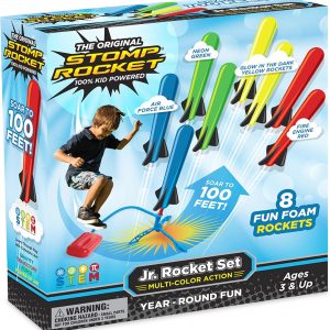 Elmmart Stomp Rocket Jr Multi-Color Rocket Launcher for Kids, 8 Rockets - Fun Outdoor Kids Gifts for Boys & Girls - STEM Toy Foam Blaster Set Soars Up to 100 Feet - Ages 3 & Up Visit the Stomp Rocket Store