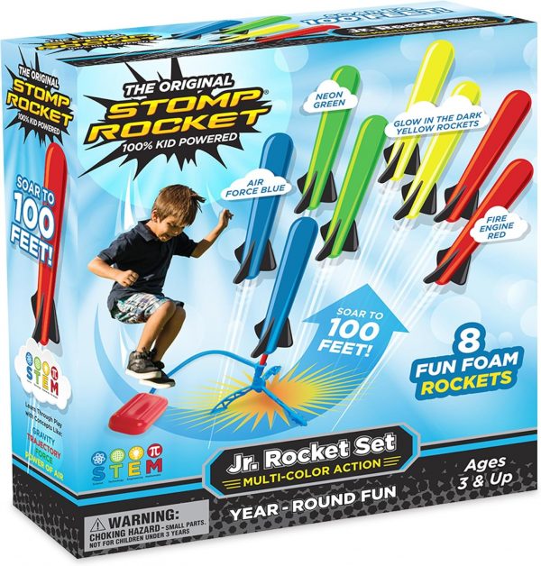 Elmmart Stomp Rocket Jr Multi-Color Rocket Launcher for Kids, 8 Rockets - Fun Outdoor Kids Gifts for Boys & Girls - STEM Toy Foam Blaster Set Soars Up to 100 Feet - Ages 3 & Up Visit the Stomp Rocket Store
