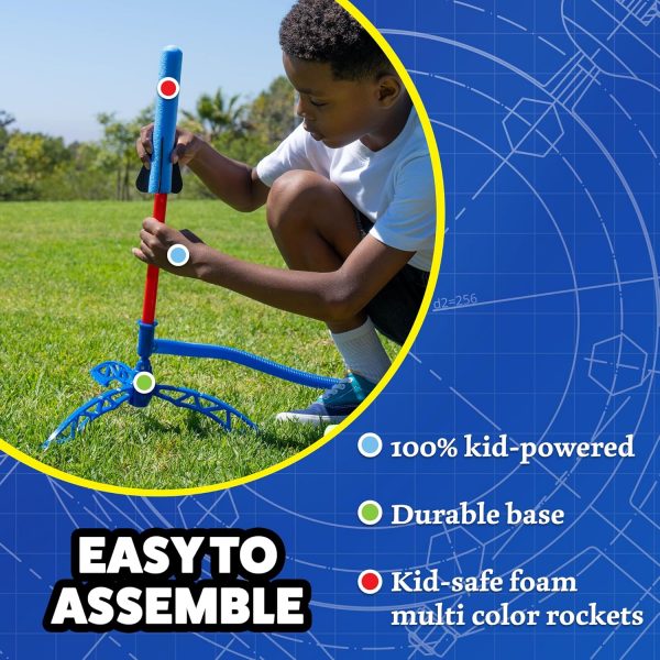 Elmmart Stomp Rocket Jr Multi-Color Rocket Launcher for Kids, 8 Rockets - Fun Outdoor Kids Gifts for Boys & Girls - STEM Toy Foam Blaster Set Soars Up to 100 Feet - Ages 3 & Up Visit the Stomp Rocket Store