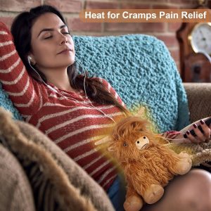 Elmmart Highland Cow Stuffed Animals, Microwavable Stuffed Animals Heating Pad for Cramps & Pain, Lavender Scented Highland Cow Plush for Stress Relief, Stuffed Cow Gifts Plush Toys, Highland Cattle