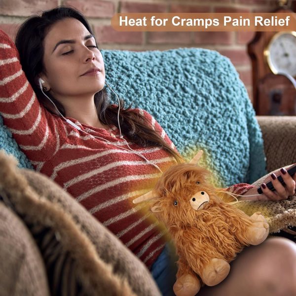 Elmmart Highland Cow Stuffed Animals, Microwavable Stuffed Animals Heating Pad for Cramps & Pain, Lavender Scented Highland Cow Plush for Stress Relief, Stuffed Cow Gifts Plush Toys, Highland Cattle