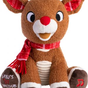 Elmmart Santa Claus Rudolph The Red-Nosed Reindeer Musical Stuffed Animal, Baby's First Christmas Plush, 8 Inches KIDS PREFERRED