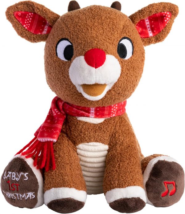 Elmmart Santa Claus Rudolph The Red-Nosed Reindeer Musical Stuffed Animal, Baby's First Christmas Plush, 8 Inches KIDS PREFERRED