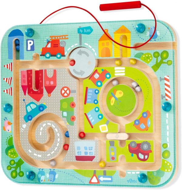 Elmmart HABA Busy Board for Toddlers 2-4: Town Magnetic Maze Puzzle Game - Toddler Travel Toys for Preschoolers