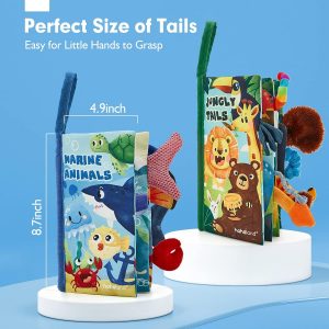 Elmmart hahaland Baby Toys 0-6 Months Baby Books 2PCS, Baby Toys 6-12 Months - Soft, Crinkle, Squeaky, Sensory, Tummy Time Toys - Baby Christmas Stocking Stuffers Gifts