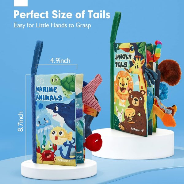 Elmmart hahaland Baby Toys 0-6 Months Baby Books 2PCS, Baby Toys 6-12 Months - Soft, Crinkle, Squeaky, Sensory, Tummy Time Toys - Baby Christmas Stocking Stuffers Gifts