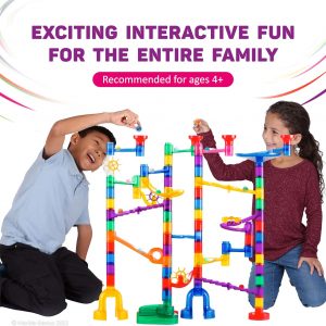 Elmmart Marble Genius 115 pcs Glow Marble Run Track Race Starter Set for Kids Age 4+, Glow in The Dark, STEM Educational Building Block, Color Instruction Manual