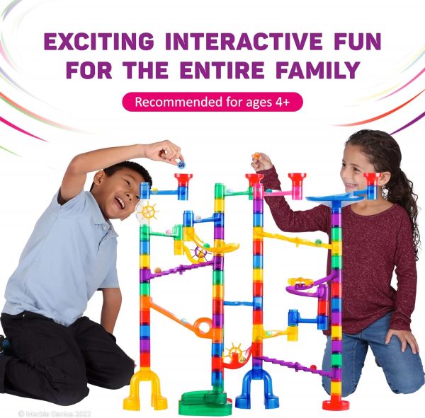Elmmart Marble Genius 115 pcs Glow Marble Run Track Race Starter Set for Kids Age 4+, Glow in The Dark, STEM Educational Building Block, Color Instruction Manual