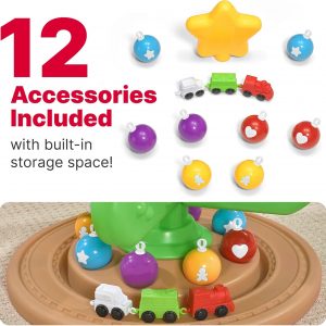 Elmmart Step2 My First Christmas Tree Toy for Kids, Interactive Christmas Tree Toy, Toddlers Ages 1.5+ Years Old, 12 Colorful Plastic Ornaments to Decorate, Mini Train Set Circles the Skirt