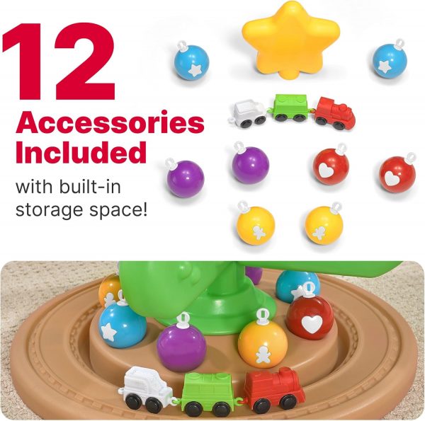 Elmmart Step2 My First Christmas Tree Toy for Kids, Interactive Christmas Tree Toy, Toddlers Ages 1.5+ Years Old, 12 Colorful Plastic Ornaments to Decorate, Mini Train Set Circles the Skirt